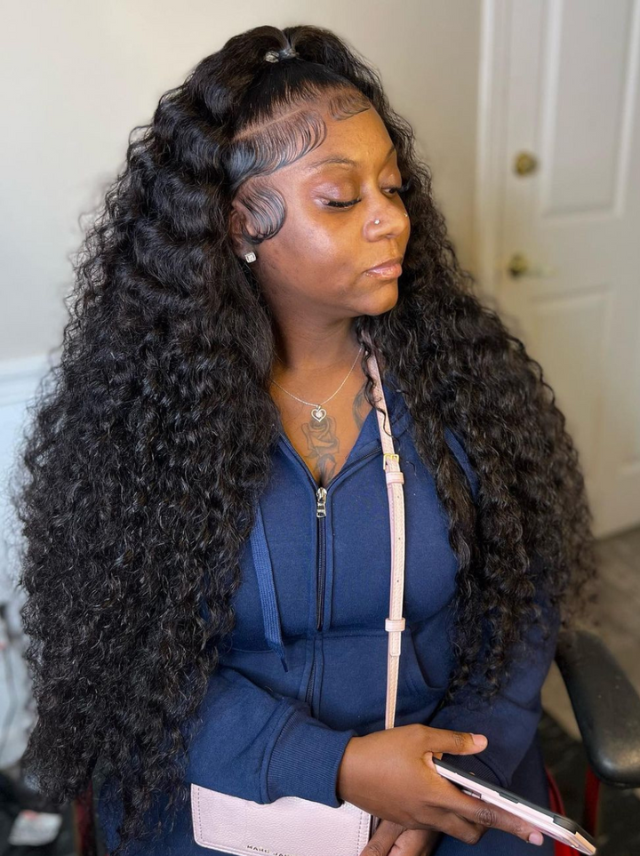 Dorsanee 250 Density 360 Lace Frontal Bohemian Deep Wave Curly Human Hair Wigs