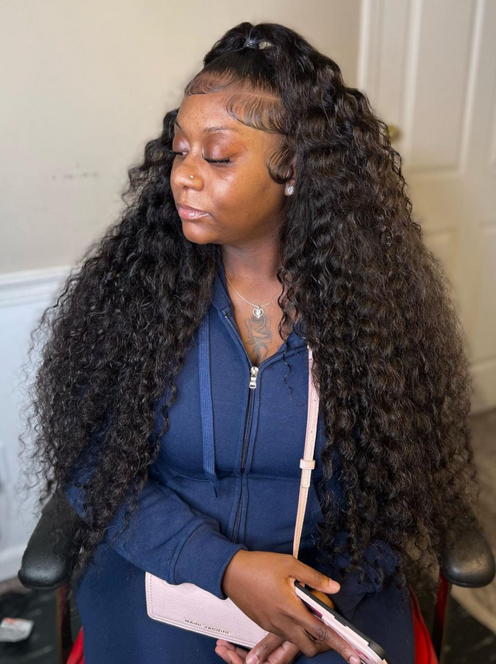Dorsanee 250 Density 360 Lace Frontal Bohemian Deep Wave Curly Human Hair Wigs