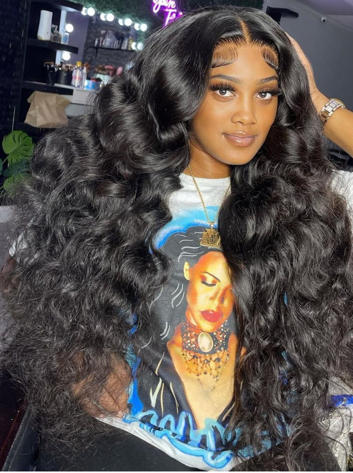 Dorsanee 300 400 Density Thick Full Volume Straight Body Wave Wand Curls 13x4 Lace Front Human Hair Wigs