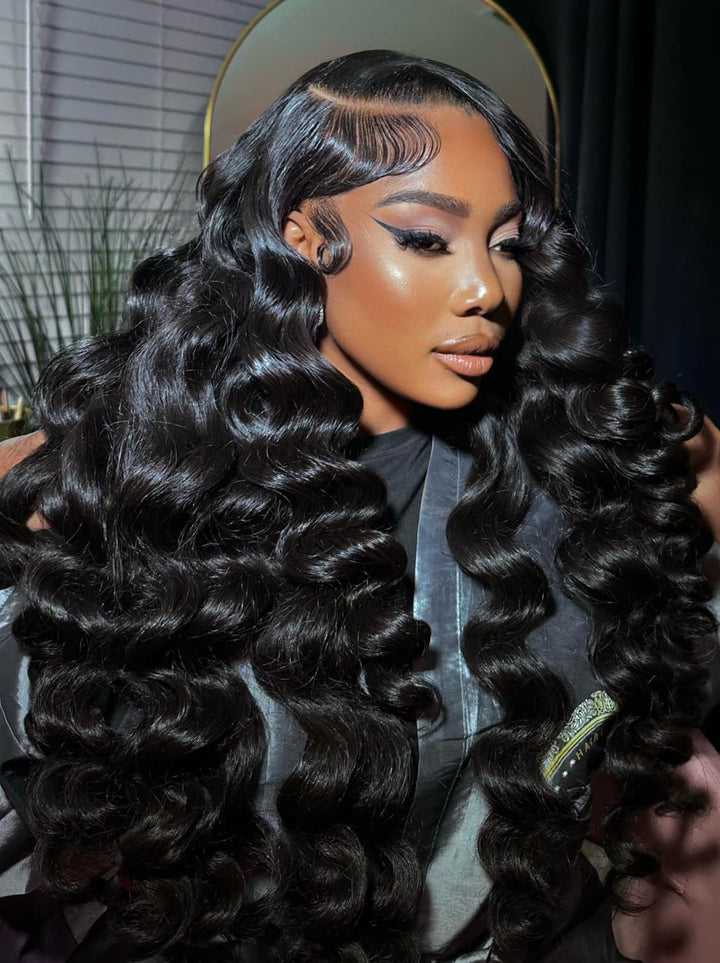 Dorsanee 300 400 Density Thick Full Volume Straight Body Wave Wand Curls 13x4 Lace Front Human Hair Wigs