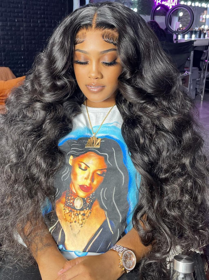 Dorsanee 300 400 Density Thick Full Volume Straight Body Wave Wand Curls 13x4 Lace Front Human Hair Wigs