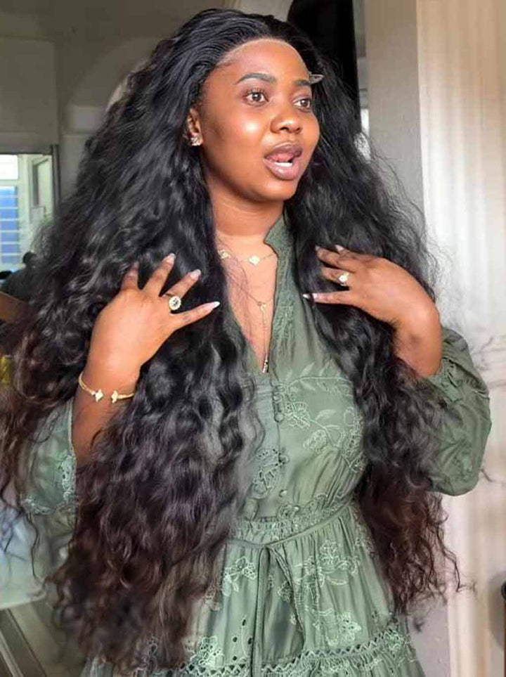 Dorsanee 300 400 Density Water Wave 13x4 Lace Front Virgin Human Hair Wig