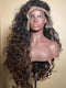 Dorsanee 300 Density Black With Brown Streaks Wand Deep Curls 13x4 Lace Front Human Hair Wigs
