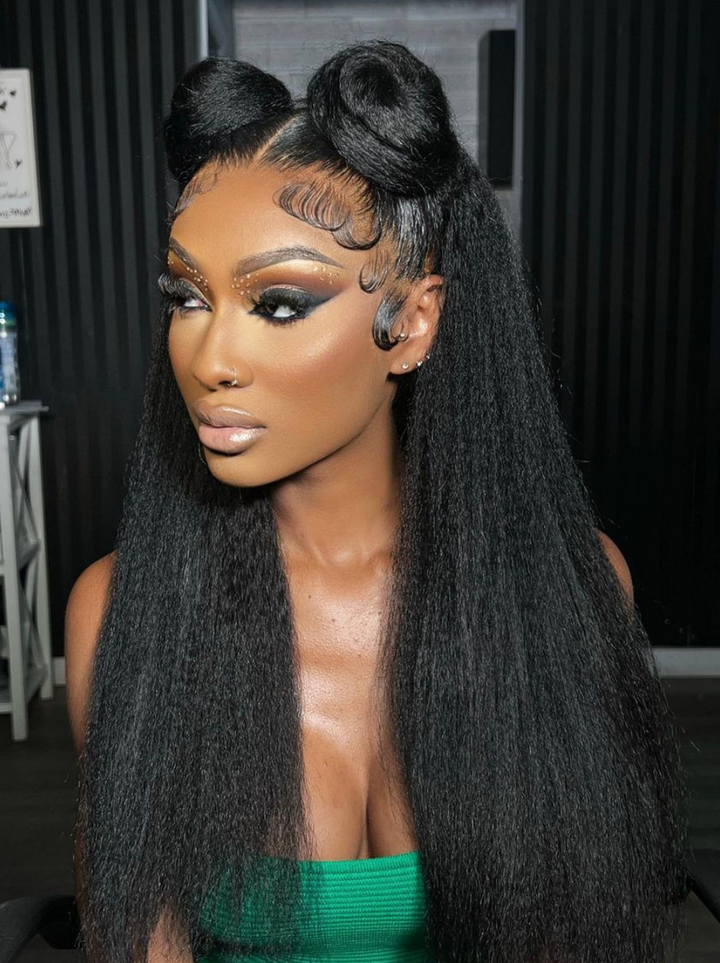 Dorsanee 360 Lace Frontal Yaki Kinky Straight Human Hair Wigs