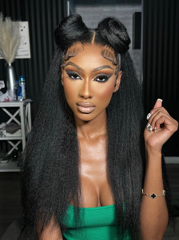 Dorsanee 360 Lace Frontal Yaki Kinky Straight Human Hair Wigs