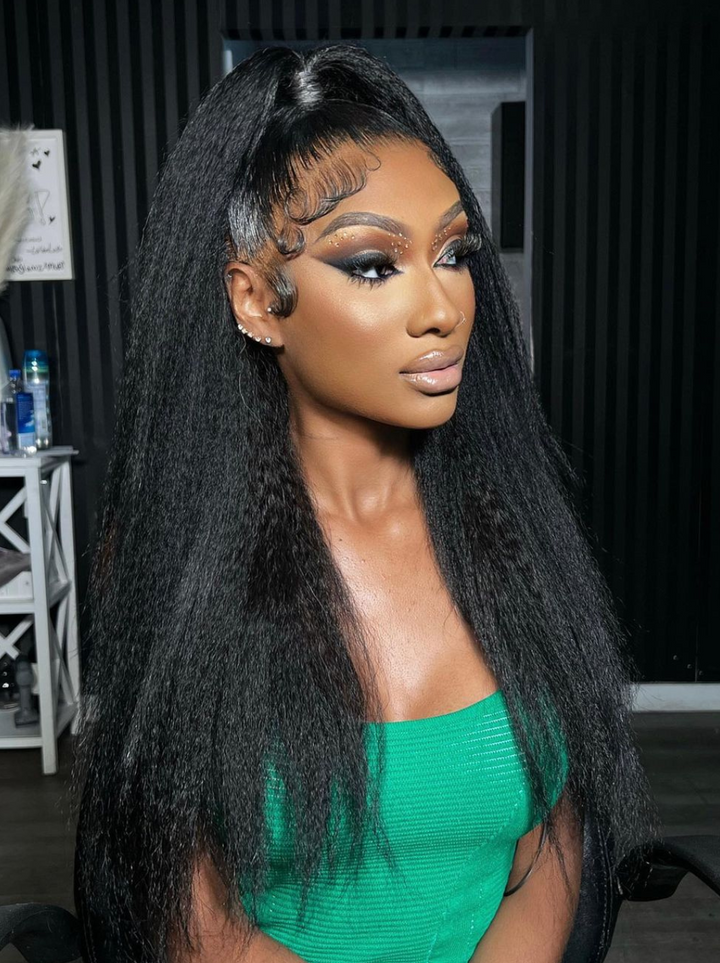 Dorsanee 360 Lace Frontal Yaki Kinky Straight Human Hair Wigs
