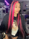 Dorsanee Black With Red Highlight Streaks 13x4 Lace Front Human Hair Wigs