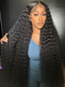 Dorsanee 42 40 38 36 34 32 30 inch Buss Down Knee Length 13x4 Lace Front Human Hair Wig Straight Body Water Wave Wigs