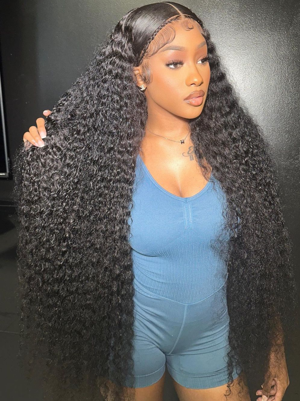 Dorsanee 42 40 38 36 34 32 30 inch Buss Down Knee Length 13x4 Lace Front Human Hair Wig Straight Body Water Wave Wigs