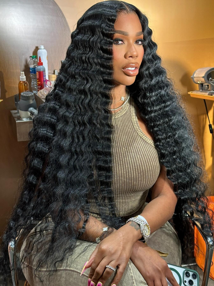 Dorsanee Knee Length Long Wig 42 40 38 36 34 32 30 inch 13x4 Lace Front Deep Wave Hair Wigs