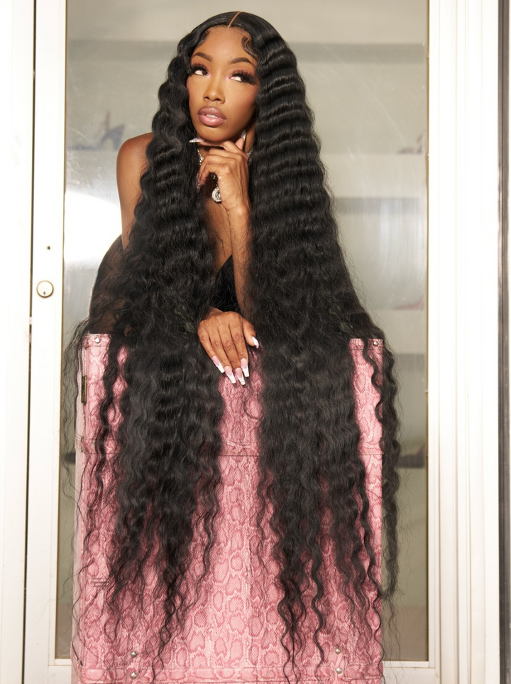 Dorsanee 42 40 38 36 34 32 30 inch Long 13x4 HD Lace Front Human Hair Wig Straight Body Water Wave Wigs