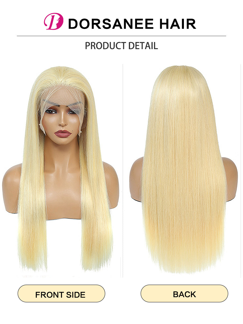 Dorsanee #613 Blonde 13x4 HD Lace Front Wig Straight Lace Frontal Brazilian Human Hair Wig Product Detail