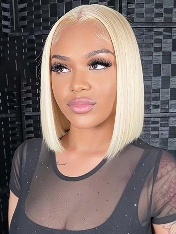 Dorsanee #613 Blonde Straight Short Bob Wig 13x4  Lace Front Human Hair Wigs  For Women