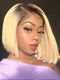 Dorsanee 613 Ombre Blonde Dark Roots Straight Short Bob Wig 13x4 HD Transparent Lace Front Human Hair Wigs For Women Bleached Per Plucked