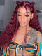 Dorsanee 99J Burgundy 13x4 Lace Front Water Wave Human Hair Wigs 5x5 Lace Closure Wig Colored Wig For Women