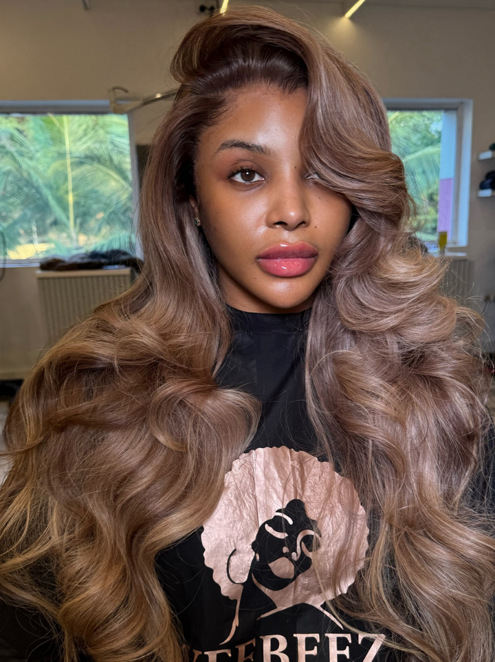 Dorsanee Ash Dirty Gray Blonde Highlights Wig 200 Density 13x4 Lace Front Human Hair Wigs