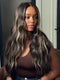 Dorsanee Balayage Black Brown Highlight Streaks 13x4 Lace Front Human Hair Wigs 200 Density