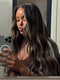 Dorsanee Balayage Black Brown Highlight Streaks 13x4 Lace Front Human Hair Wigs 200 Density