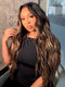 Dorsanee Balayage Brown Highlights Beach Body Wave 13x4 Lace Front Human Hair Wigs