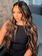 Dorsanee Balayage Brown Highlights Beach Body Wave 13x4 Lace Front Human Hair Wigs