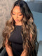 Dorsanee Balayage Brown Highlights Beach Body Wave 13x4 Lace Front Human Hair Wigs