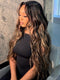 Dorsanee Balayage Brown Highlights Beach Body Wave 13x4 Lace Front Human Hair Wigs