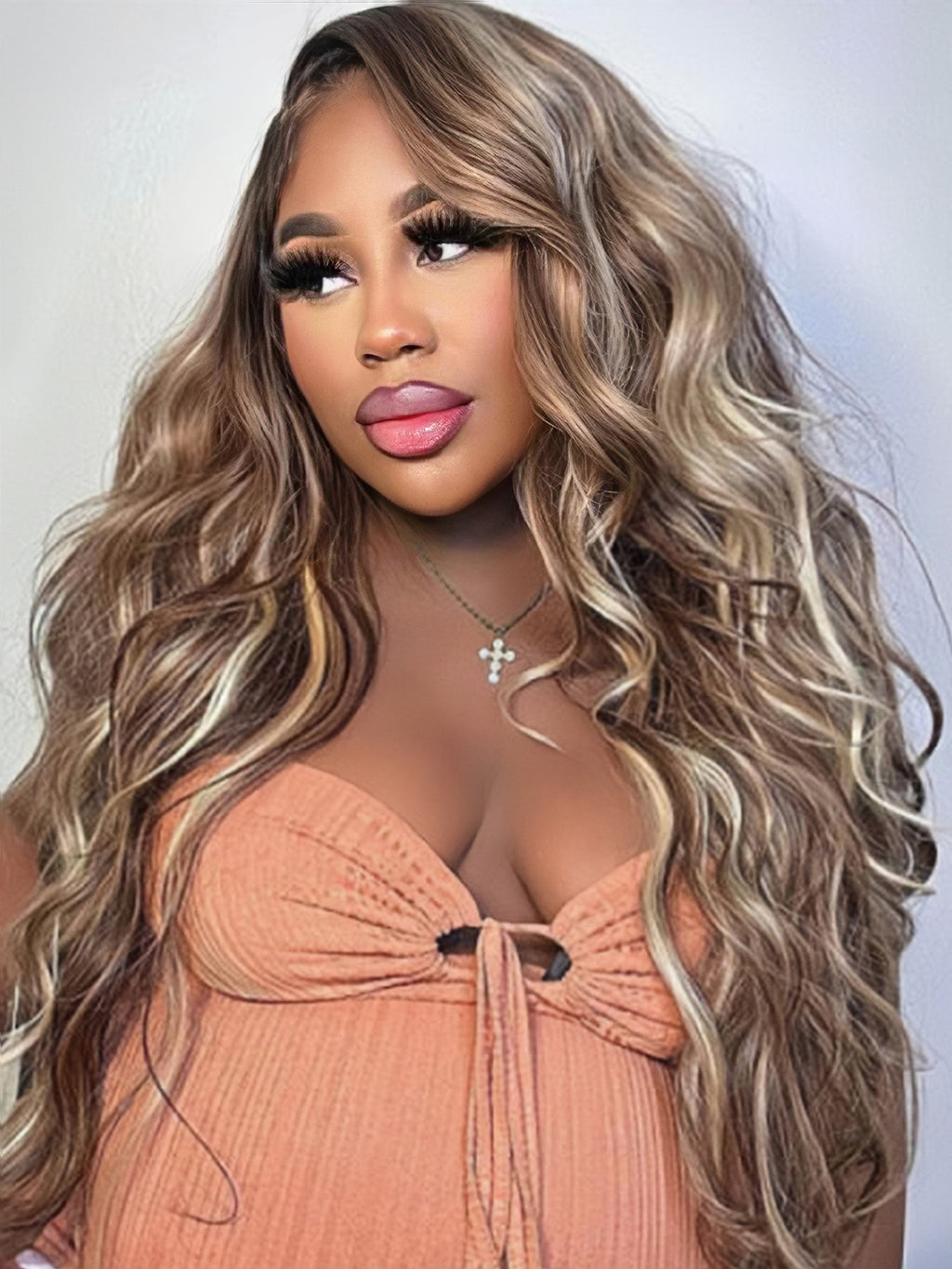 Dorsanee Balayage P4/613 Blonde Brown Highlights 13x4 Lace Front Body Wave Human Hair Wigs Popular Color