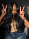 Dorsanee Black With Blue Highlight Streaks 13x4 HD Lace Front Human Hair Wigs