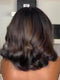 Dorsanee Black With Brown Highlight Short Bob Human Hair Wigs