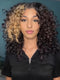 Dorsanee Black With Brown Streaks Short Bob Bouncy Curls 13x4 Lace Front Human Hair Wigs