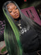 Dorsanee Black With Green Highlights 13x4 Lace Front Human Hair Wigs 200 Density