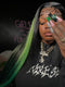 Dorsanee Black With Green Highlights 13x4 Lace Front Human Hair Wigs 200 Density