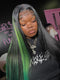Dorsanee Black With Green Highlights 13x4 Lace Front Human Hair Wigs 200 Density