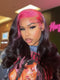 Dorsanee Black With Hot Pink Roots 13x4 Lace Front Human Hair Wigs 200 Density