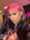 Dorsanee Black With Hot Pink Roots 13x4 Lace Front Human Hair Wigs 200 Density
