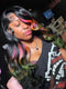 Dorsanee Black With Ombre Pink Ginger Green Streaks 13x4 Lace Front Human Hair Wigs 200 Density