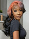 Dorsanee Black With Peach Pink Roots 13x4 Lace Front Human Hair Wigs 200 Density