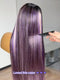 Dorsanee Black With Purple Lavender Highlights Dark Root 13x4 Lace Front Human Hair Wigs