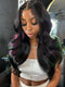 Dorsanee Black With Purple Red Green Highlights 13x4 Lace Front Human Hair Wigs