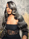 Dorsanee Black with Silver Grey Brown Highlights 13x4 Lace Front Human Hair Wigs 200 Density