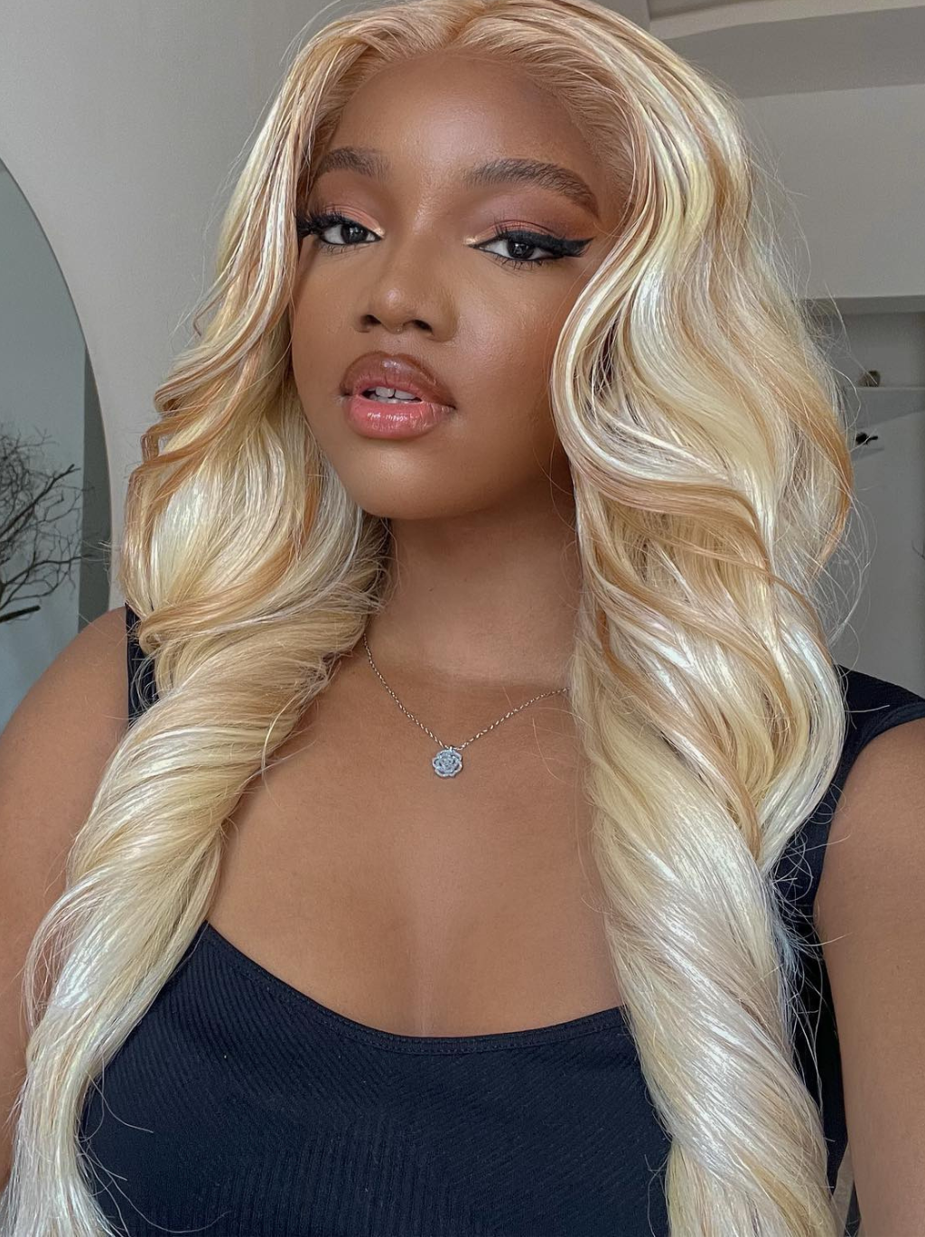Dorsanee 200 Density Light Brown Blonde Highlight 13x4 Lace Front Body Wave Human Hair Wigs