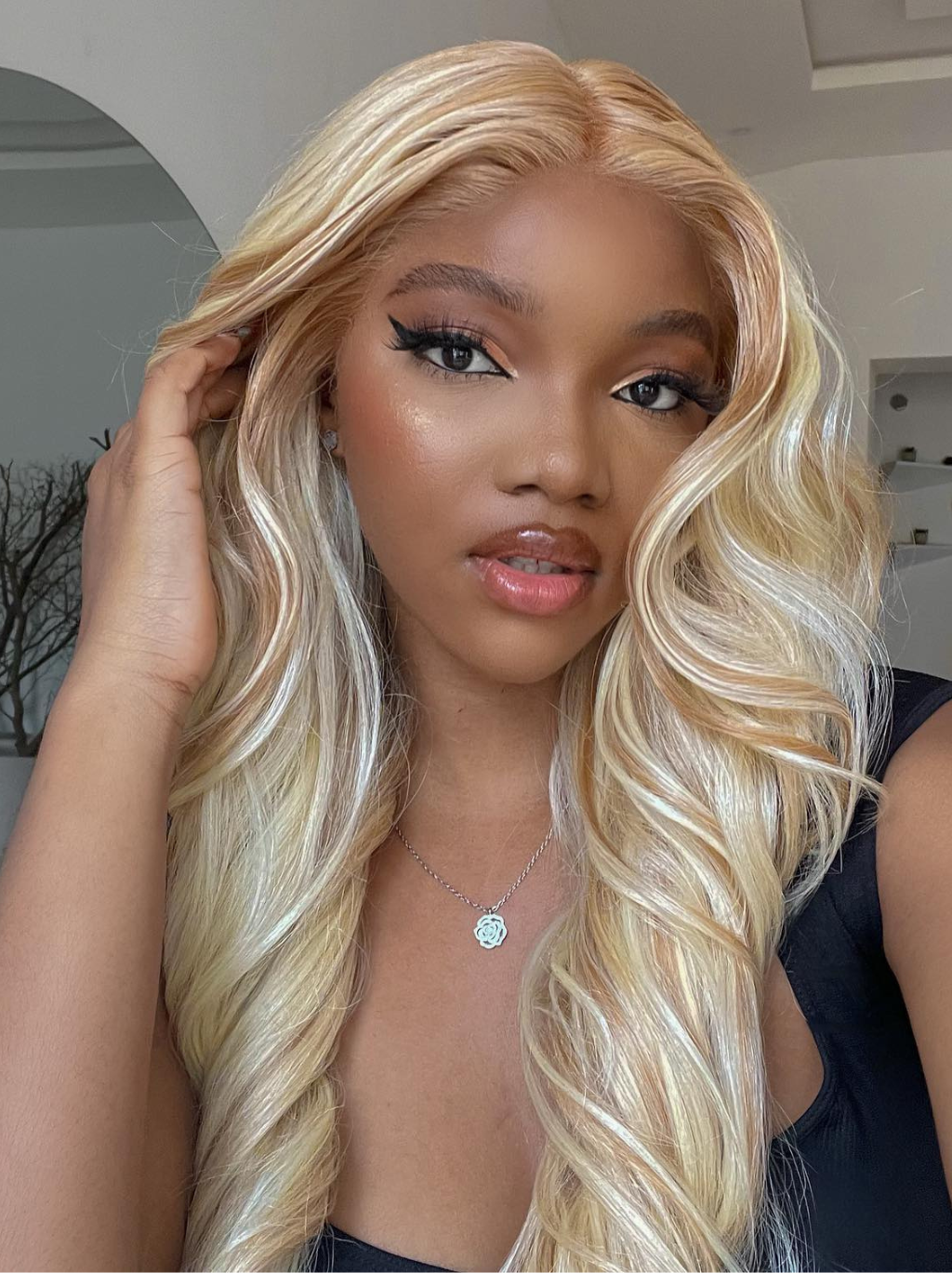 Dorsanee 200 Density Light Brown Blonde Highlight 13x4 Lace Front Body Wave Human Hair Wigs