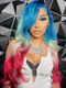 Dorsanee Ombre Blue Blonde Burgundy Red 13x4 Lace Front Human Hair Wigs