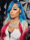 Dorsanee Ombre Blue Blonde Burgundy Red 13x4 Lace Front Human Hair Wigs