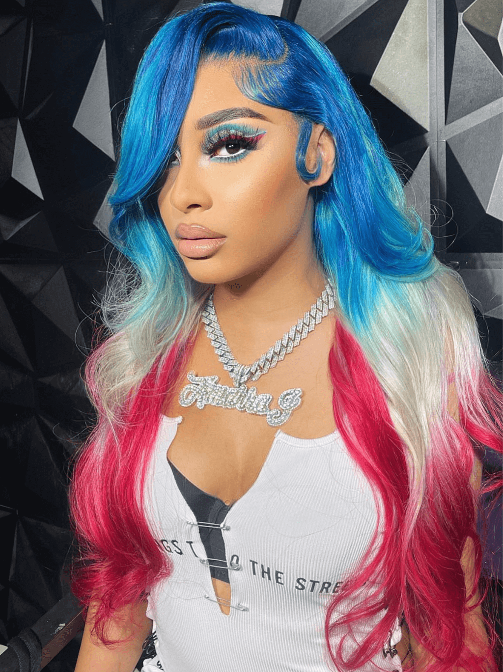 Dorsanee Ombre Blue Blonde Burgundy Red 13x4 Lace Front Human Hair Wigs