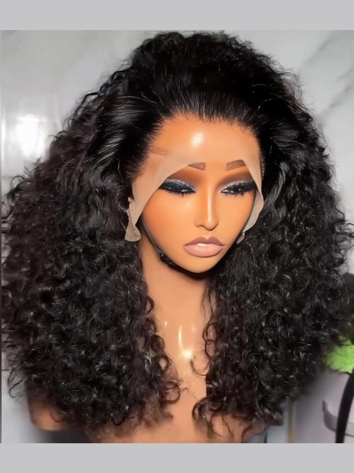 Dorsanee Bouncy Crimped Loose Curls 250 300 Density 13x4 Lace Front Human Hair Wigs