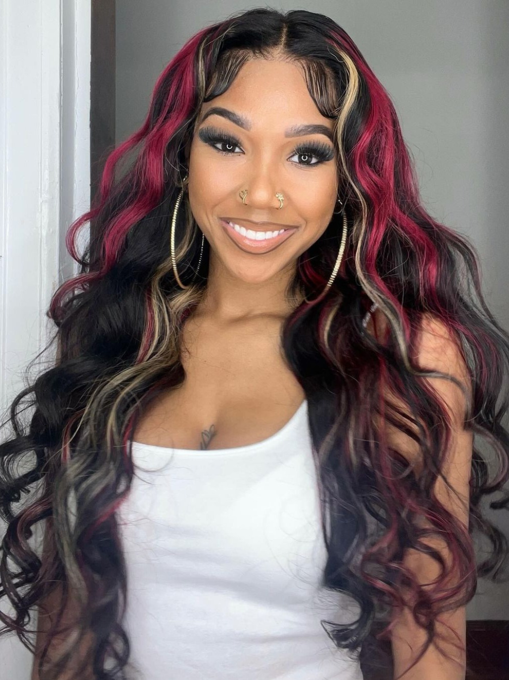Dorsanee Black and Brown Red Highlight 13x4 Lace Front Body Wave Human Hair Wigs