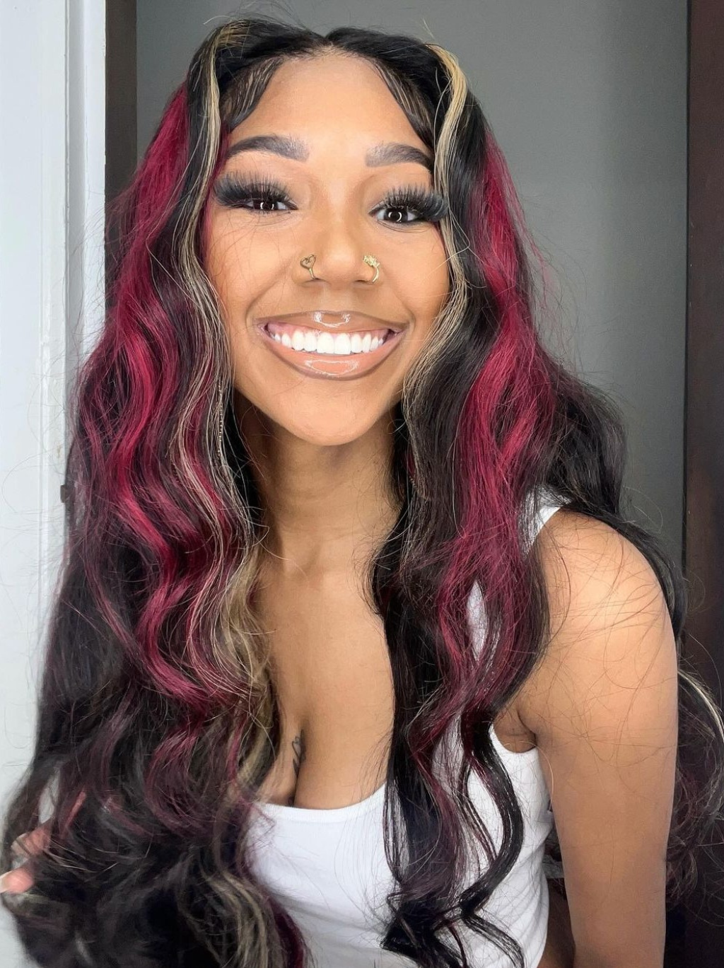 Dorsanee Black and Brown Red Highlight 13x4 Lace Front Body Wave Human Hair Wigs