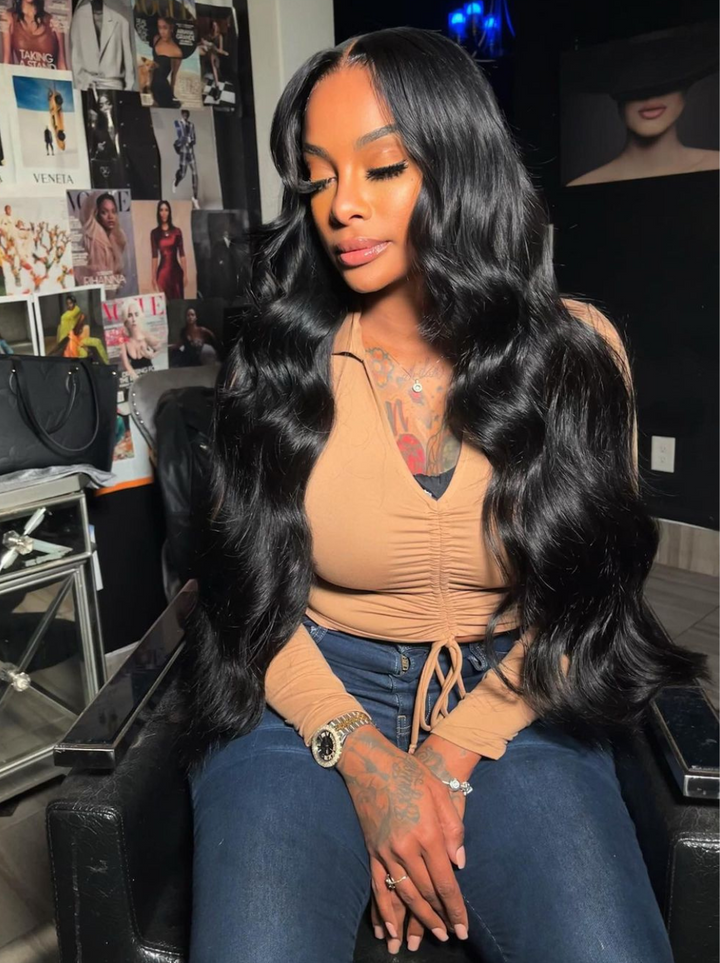 Dorsanee Buss Down Knee Length 42 40 38 36 34 32 30 inch Long 13x4 Lace Front Human Hair Wig