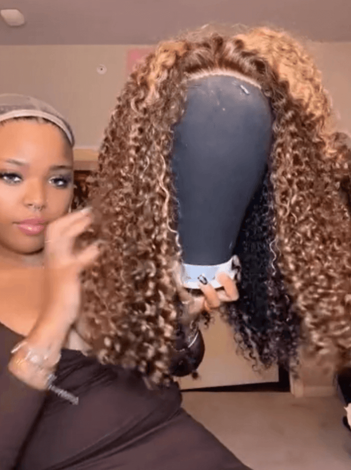 Dorsanee Buy 1 Get 2 Color Black Honey Blonde 99J Red Peekaboo 4x4 Wear Go Glueless Lace Closure Kinky Curly Human Hair Wigs